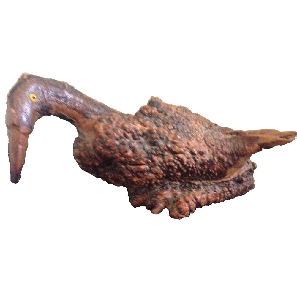 Vintage 30s Burl Wood Duck Sculpture Folk‎ Art Rustic Americana USA Made